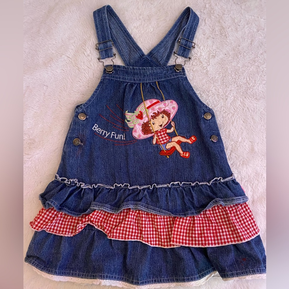 RESERVED Strawberry Shortcake Denim Dress 🍓 ❤️